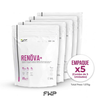 RENÖVA+ FWP | Colágeno PREMIUM con Biopéptidos Activos, Resveratrol, Q10, Zinc y Magnesio (Sabor Berries, 21 Sachets)