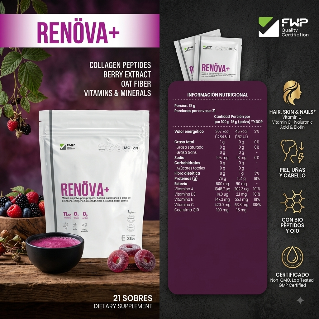 RENOVA+ COLLAGENO HIDROLIZADO CON PEPTIDOS
WA: +506 7215-7628 compra acá, CR, MÉXICO, COLOMBIA, GUATEMALA, ARGENTINA, PERÚ, ECUADOR, PANAMÁ, ESTADOS UNIDOS, BRASIL
RENOVA+ MEJORA UÑAS, PIEL Y CABELLA, CONTROL DE DIETA, CON BIOPEPTIDOS Y CERTIFICADO