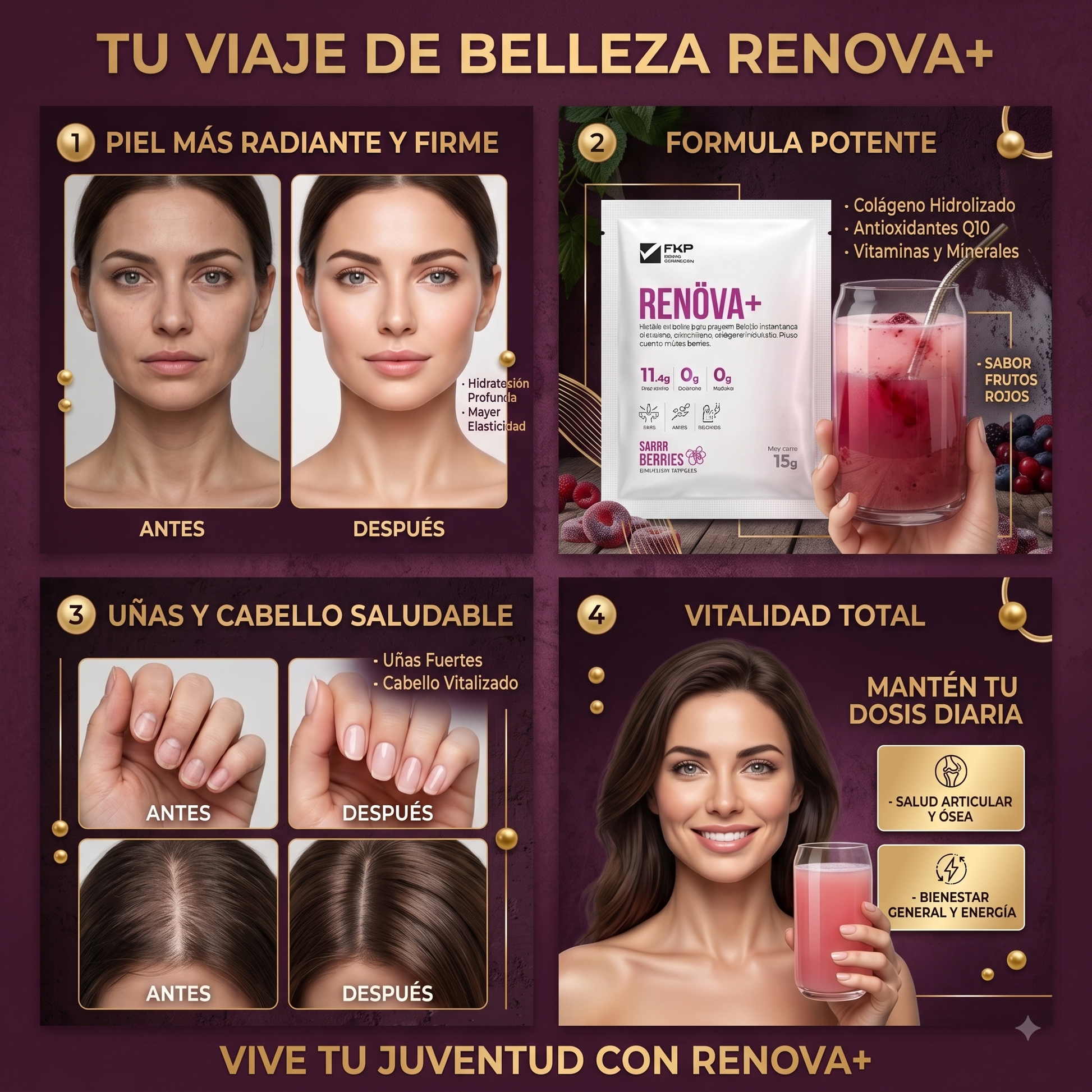 RITUAL RENOVA+ COLLAGENO HIDROLIZADO CON PEPTIDOS
WA: +506 7215-7628 compra acá, CR, MÉXICO, COLOMBIA, GUATEMALA, ARGENTINA, PERÚ, ECUADOR, PANAMÁ, ESTADOS UNIDOS, BRASIL
RENOVA+ MEJORA UÑAS, PIEL Y CABELLA, CONTROL DE DIETA, CON BIOPEPTIDOS Y CERTIFICADO